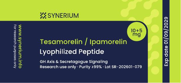 Tesamorelin + Ipamorelin 10mg + 5mg label